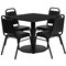 Emma and Oliver 36" Square Laminate Table Set with 4 Trapezoidal Banquet Chairs